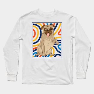 Cute and Colorful Portrait of a Pug Dog // Adorable Pug // Pug Mom Long Sleeve T-Shirt